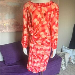 Vibrant Red and Pink Long Sleeve Dress